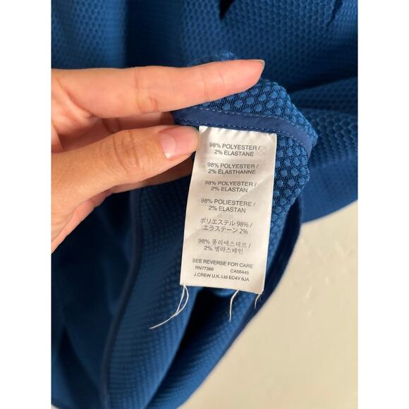 J. Crew Top Women's 2 Honeycomb Cocoon Blouse Blue Short Sleeve Relaxed fit - Picture 6 of 9